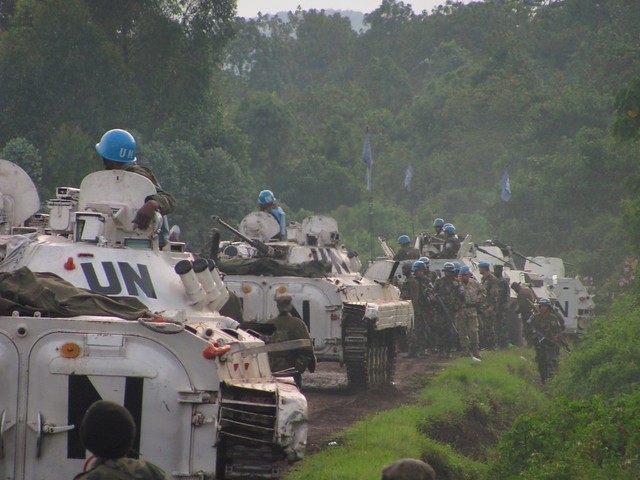 UN peacekeeping vehicles near Goma